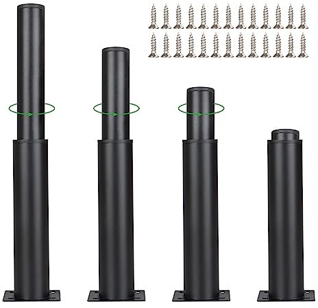 4 Stück Möbelfüße Verstellbar 180-330mm Tischbeine Möbelfüße Höhenverstellbar Möbelbeine Metall Schwarz Schrankfüße Sofafüße Rund Möbelfüße für Fernsehschrank, Sofa, Tisch, Sessel, Schreibtisch