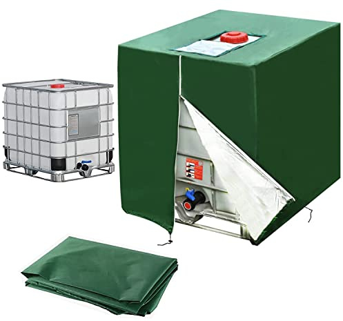 IBC Tank Abdeckung Wassertank 1000L Grün Wassertank Staubdichte Anti-UV-Schutzabdeckung Abdeckung für IBC Container mit Öffnung Outdoor 120*100*116cm