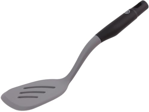Starchef Silicone Slotted Turner Spatula,Heat Resistant,Non-Stick, Ergonomically Handle,Soft Grip,Assorted-Color Design(Black/Grey)