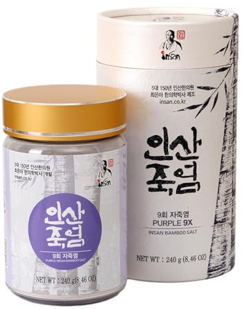 Insan 9X Roasted Bamboo Salt – Korean Alkaline Mineral Sea Salt - Detox & Cleansing Powder for Cooking, Beauty & Skincare Rituals, Powder Type 240g