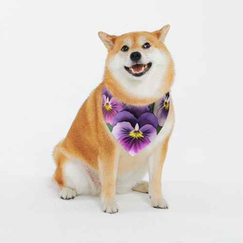 Stiefmütterchen Blume Haustier Schnalle Dreieckstuch Haustier Hund Und Katze Bandana, Hund Schal Klassisch Gedruckt Sabber Handtuch, Haustier Urlaub Zubehör Dekoration Für Waschbar Hund Bandana