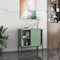 [en.casa] Mueble de Salón con Estante Aparador Mueble Auxiliar para Despacho Comedor Cocina con 2 Puertas Decorativas Cristal Estriado Acero 85 x 80 x 45 cm - Verde Negro