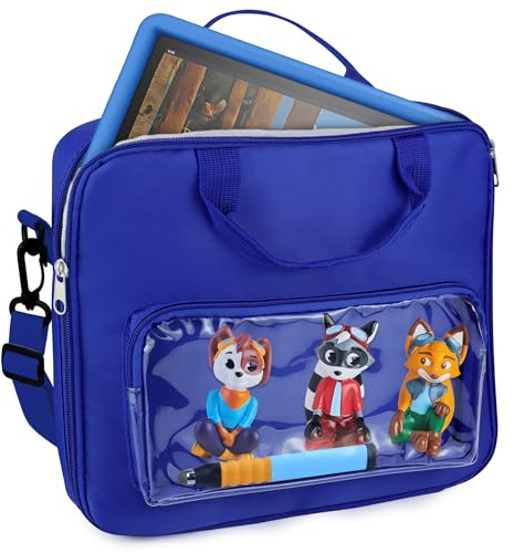 Gaga city Tablet Tasche für Edurino Figur und Stift, Dunkelblau | Kompatibel mit 8 bis 10 Zoll Tablet, Tasche für Tiptoi Stift und Bücher