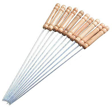 Brochettes professionnelles pour grillades 10 pièces brochettes de Kebab pour barbecue brochettes de Kebab en métal plat large ensemble de brochettes de viande longues brochettes plates pour brochet