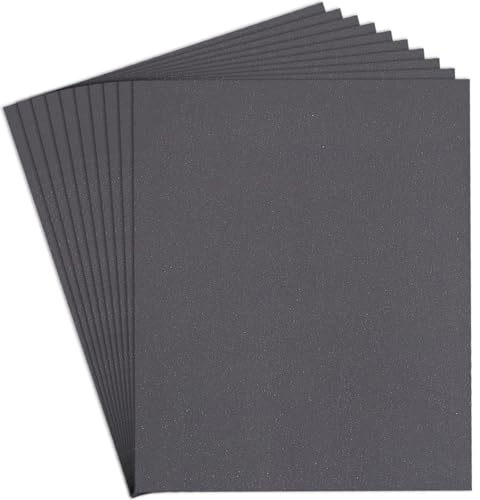 AOZHONG Papel de lija de grano 1000, 9 x 11 pulgadas, 10 hojas de papel de lija húmedo y seco, carburo de silicio para madera, metal, lijado y pulido automotriz, impermeable y duradero