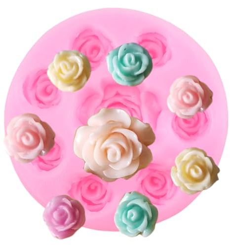 XMOLDNMS Rose Silicone Candy Moulds Mini Flower Fondant Mould for Rose Flower Chocolate Cupcake Topper Cake Decoration Candy Polymer Clay Gum Paste