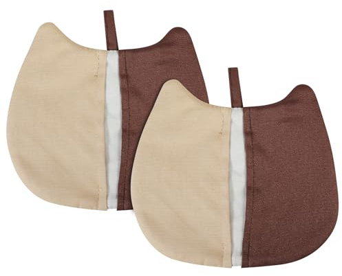 Topflappen in Katzenform für die Küche, Topflappen mit Tasche, Baumwolle, Hot Pads, niedliches Küchenzubehör, Topflappen zum Kochen, Grillen, Backofen, Backen (braun)