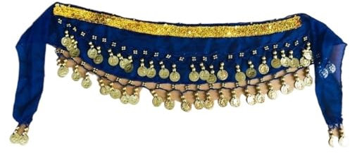 HESHUYAN Bauchtanz HüFttuch Metall Kind Taille Kette Hüfttuch Kind Bauchtanz Tanz Gürtel for Kinder Taille Gürtel Kette Bauchtanz KostüM Damen(Dark Blue)