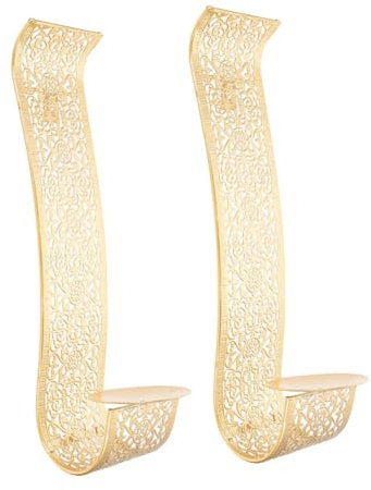 Cabilock Candelabro de Pared Dorado de Hierro, Juego de 2 Piezas