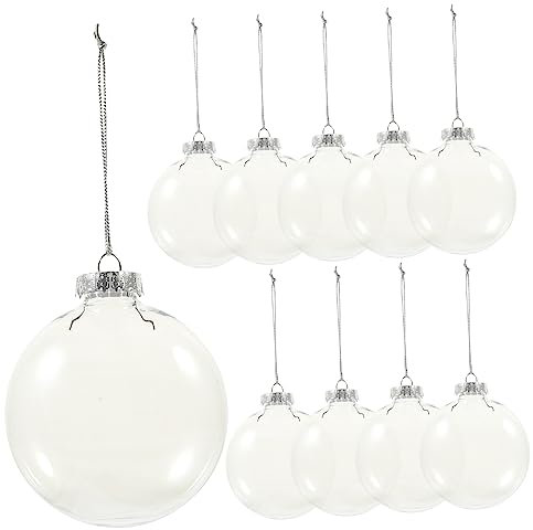 TINEASUR 10stücke Transparente Weihnachtskugel Anhänger Befüllbare DIY Kugeln Für Christbaumdekoration Weihnachtskugelornamente Hängende Weihnachtsdeko Glasfarbe