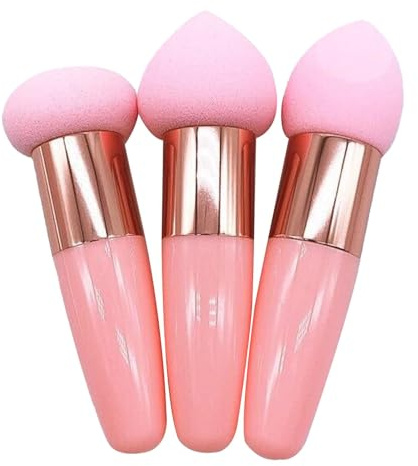 Beauty Sponge – mixer makeupsvamp, foundation blandning | 3 st skönhetssvampar med hög densitet med handtag, makeup set, kosmetisk puff för vätska, kräm och pulver foundation