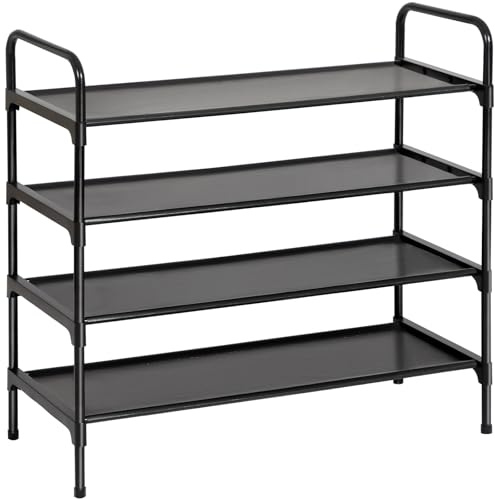 AMHANCIBLE Scarpiera a 4 Ripiani, Scaffale Portascarpe, Ripiani in Tessuto Non Tessuto, Struttura in Metallo, per 15-20 Paia di Scarpe, Organizer per Ingresso Corridoio, Nero EHSRF04BK