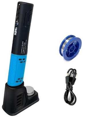 Uadme Cordless Soldering Iron Kit, Portable Solderg Gun with Digital LED Display, Adjustable Temp 200-450°C, USB Rechargeable, LED Spotlight, for DIY/Electronics/Precision Repairs (Blue)