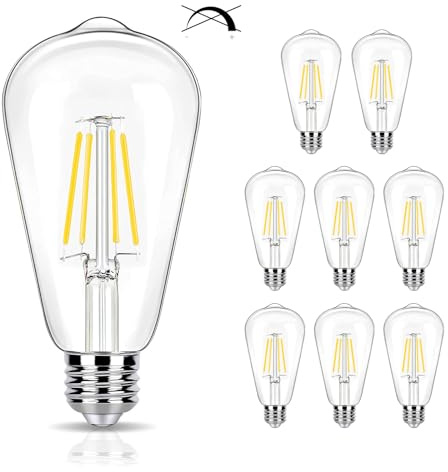 winsaLED 8 Pack 40W Equivalent LED Edison Bulbs, 4000K Cool White 4W ST19 LED E26 Light Bulbs for Hanging Lamp, 90 CRI, 450LM, Non-Dimmable