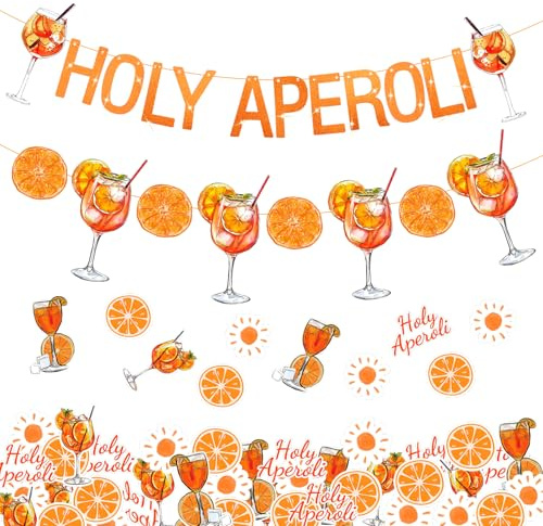 Aperol Deko 102 Stück Aperol Spritz Accessoires Orange Girlande Banner Aperol Geburtstag Konfetti Deko Tischdeko Streudeko Hängend Girlande Geburtstag Banner Anhänger Ornament für Sommerparty