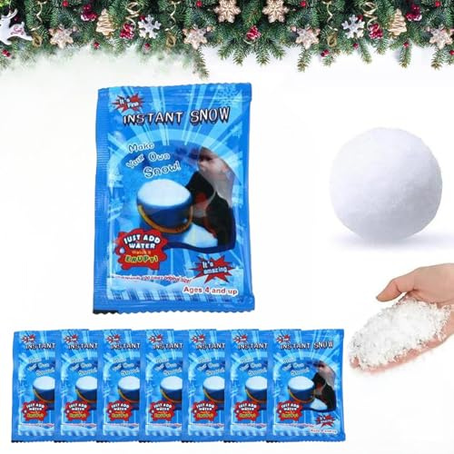 Myluatye Sofortiges Schneepulver, Fluffiger Kunstschnee,Künstliches Flauschiges Schneepulver,Feiner Pulverschnee,Dekoschnee Simulation Schnee für Winter Weihnachten Party Weihnachtsdeko (Weiß-8 PCS)