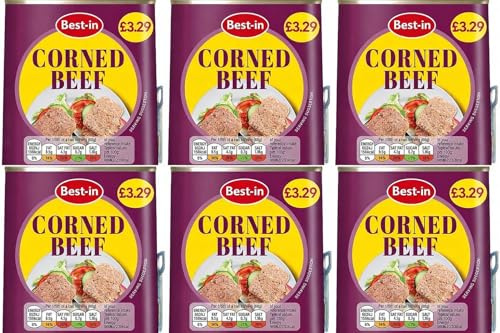 Sixsigma Foods Corned Beef (340g x 6 Tins) - Perfect For Sandwiches, Meals & Storage Ready To Eat Tinned Beef, Long Shelf Life, Canned Meat For Hot Dishes or Cold Platters