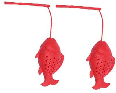 Healifty 2 pièces Infuseur à Thé Silicone Forme de Poisson Réutilisable Filtre Pratique pour Thé Aromatiques et Épices Lot de Rouge