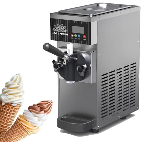 Commercial Soft Serve Ice Cream Machine with LCD Panel, Auto Clean, Pre-Cooling for Restaurants & Dessert Shops
