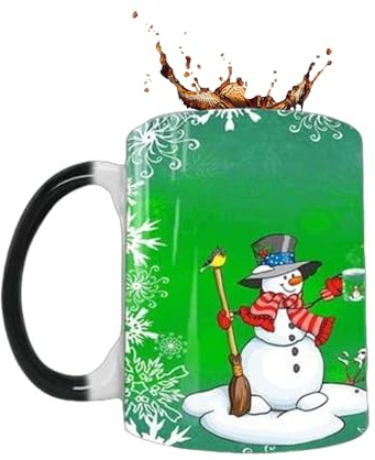 Julfärgskiftande koppar – 0,33 kg keramisk kaffemugg, magisk värmereaktiv