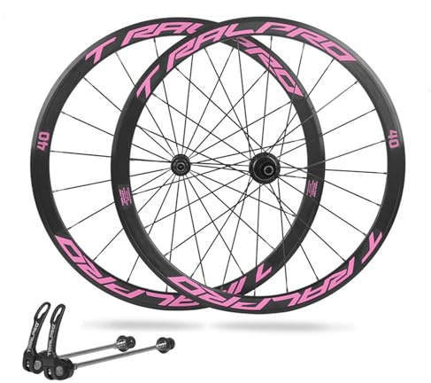 Hjulset For Racercykel 700C Snabbkoppling Fälgbroms 40 Mm Aluminiumfälg 20/24H Nav 8-11-växlat Hjulset(Pink)