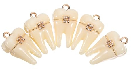 LIFKOME 5stücke Mini-zahn Anhänger Harz Schmuck Bastel-charms mit Aufhängeloch für Halsketten Armbänder und Ohrringe DIY Zubehör Anhänger