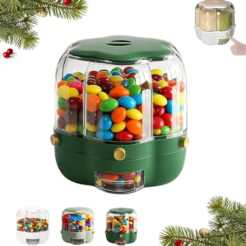MIDUOLAI Distributore di Caramelle Girevole A 360°, con 6 Scomparti Contenitore Trasparente da Appoggio, Organizzatore per Caramelle, Snack E Piccoli Oggetti Essenziali,Verde,M