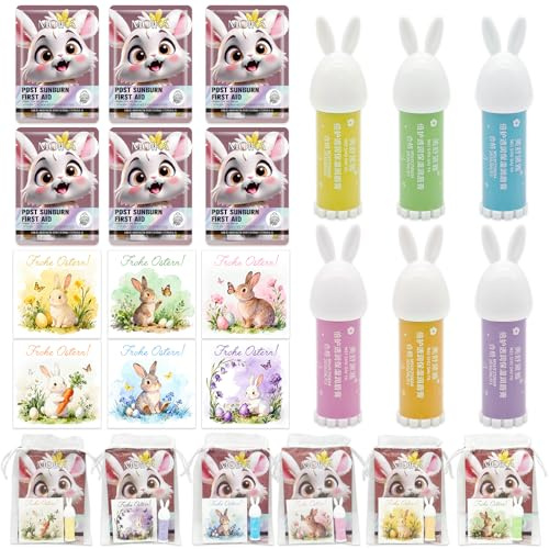 24 Pièces Coffret Skincare de Pâques, avec Pâques Masque Visage, Baume à Lèvres de pâques, Coffret de Soins de pâques pour Femmes Adolescentes