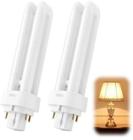 RTDHO 13W G24q-1 4 Pin Light Bulbs,Warm White 2700K Compact Fluorescent Lamp,850LM AC220V-240V CFL Light Bulb,Non-Dimmable 2U Double Tube Energy Saving Lamp, 4 Pin Bathroom Light Bulbs, 2 Pack
