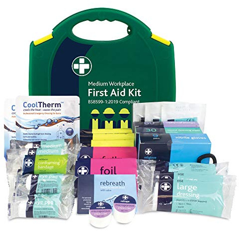 Reliance Medical Large Workplace First Aid Kit (for Ref 348) with Medical Essencials Like Bandages, Dressings, Plasters, Cleaning Wipes, Face Shields, Foil Blanket, Shears and Gloves