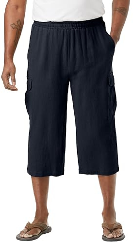 KingSize Men's Big & Tall Gauze Cargo Judo Shorts - Big - 2XL, Black
