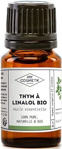 MY COSMETIK - Aceite esencial de tomillo orgánico con linalol - De agricultura ecológica - Quimiotipado HEBBD/HECT - 100% puro y natural - Certificado ECOCERT - Fabricado en Francia - 10 ml
