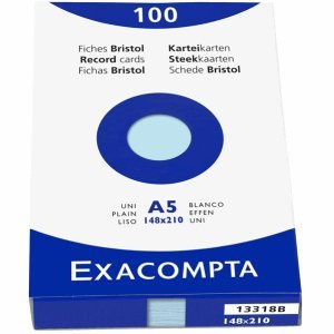 Exacompta Karteikarten A5 blanko blau VE=100 Stück