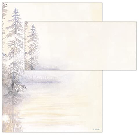 Great Papers! Morning Mist 2-Sided 8.5 x 11 Letterhead and #10 Envelope Stationery Set, 50 Stationery Sheets and 25 Matching Envelopes, 75 pieces (2021039)