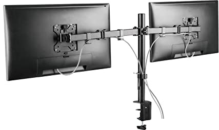 ProperAV Desk Monitor Mount Dual Swing Arm 17'' 19 21 22 23 24 28 32 32 VESA Max 100x100 Height Max 407mm