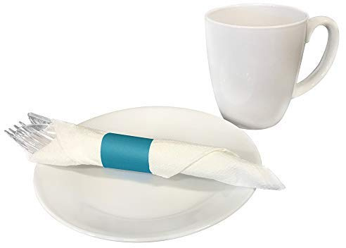 Raise Products Paper Napkin Bands Self Adhesive | Paper Napkin Rings Self-Adhering | Pre-Cut | Disposable | Safety Glue | Bond Paper | Pack of 500, 4.25” x 1.5”, Teal