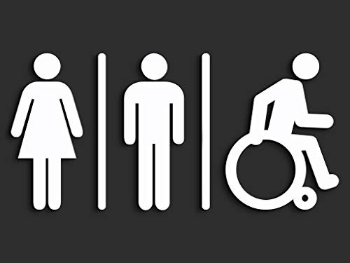 SIGNS - Geprägt Toilette Design türschild WCH wc schilder selbstklebend - Moderne damen wc aufkleber bad schild für türen - Mann Frau und Rollstuhlfahrer Behindert Toilettenschild, für Restroom (Weiß)