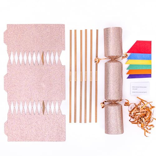 evelay Make Your Own Christmas Cracker Kit - Rose Gold Glitter - 6 Pieces