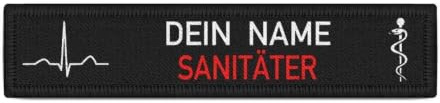 SANITÄTER Dein Name QRS Komplex Patch Herzlinie Feuerwehr Rettungdienst #37072