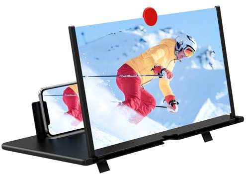 16 Screen Magnifier –3D HD Mobile Phone Magnifying Projector Screen Enlarger for Movies, Videos, and Gaming–Foldable Phone Stand with Screen Amplifier–Supports All Smartphones (Black-16Inch)