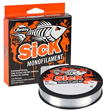 Berkley Sick - Hilo de Pesca de Nailon – Alambre de Pesca monofilamento de Fuerte tensión, Baja Elasticidad, Baja Memoria, Resistente a la abrasión Pesca en Agua Dulce y Salada