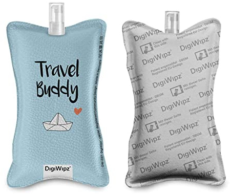 DigiWipz® The ingenious 2-in-1 display cleaner (travel buddy) - screen cleaner for displays and touchscreens - screen cleaner microfibre sponge with integrated sprayer