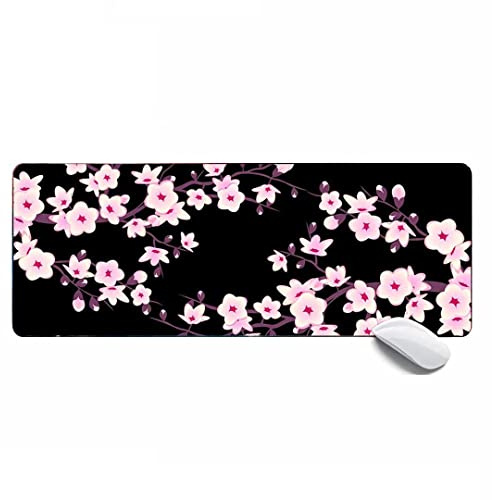 MSHAJ Großes Gaming-Mauspad für Damen, Rosa, Blumig, Polyester, 80 x 30 cm, Rutschfest