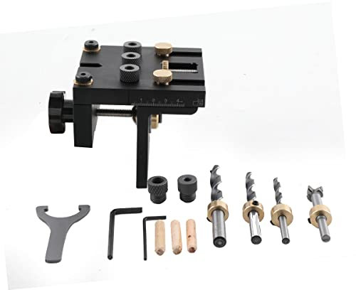 Lfhelper 3 in 1 Holzbearbeitung Dübellehre Handheld Dübel Bohrschablone Bohrloch Jig Satz，Dübelschablone Bohrerführung Puncher Locator，Tischlerwerkzeuge DIY-Werkzeug für Möbel，mit 6/8/10/15mm Bohrsch