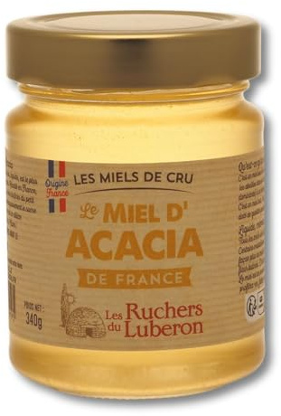 Les Ruchers du Luberon - Miel d’Acacia 340 g - Miel de Cru Francais - Naturel - Pur - Non Filtré - Non Pasteurisé - Sans Additifs