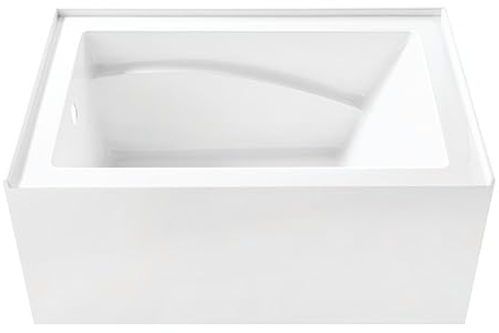 Aqua Eden VTAM4832L22D 48-Inch Anti-Skid Acrylic 3-Wall Alcove Tub with Left Hand Drain, Glossy White