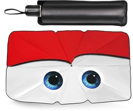 Parasole per auto anteriore con design adorabile per occhi, 145 x 79 cm, con borsa portaoggetti, adatto per auto e SUV