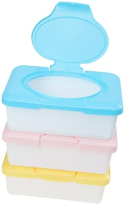 ibasenice 3 Stück-pack Feuchttücherbox aus Kunststoff Wiederverwendbarer Feuchttücherspender für Babys Leicht und Tragbar für Schreibtisch und Schubladen Zufällige Farbe