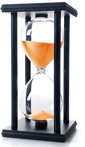 SinseD Bellaware Reloj de arena de 60 minutos, temporizador de arena de madera (arena naranja, 60 min)
