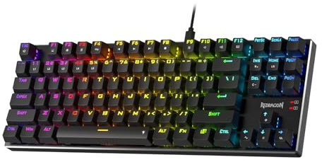 Redragon K660 (K556 TKL) RGB-Gaming-Tastatur mit Kabel, 80% mechanische Tastatur mit 87 Tasten und Aluminiumbasis, verbesserter Hot-Swap leiser linearer roter Schalter